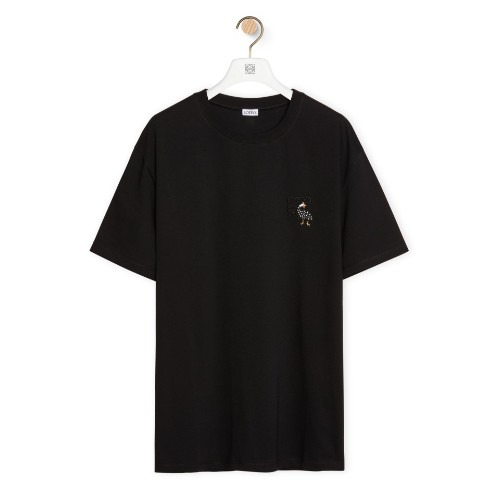 L*EWE X Su*a Fujita 콜라보레이션 릴랙스 핏 티셔츠 - 코튼 블랙