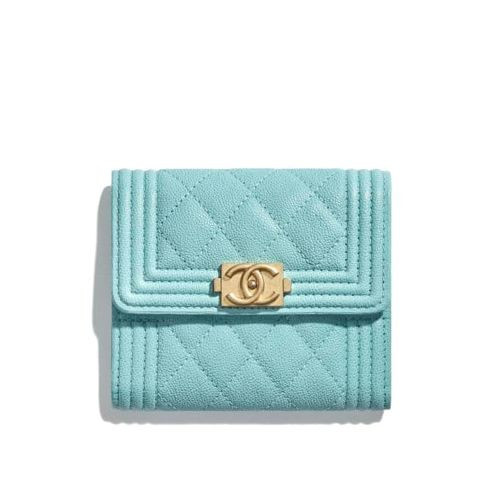 샤넬 보이 플랩 카드지갑 라이트블루