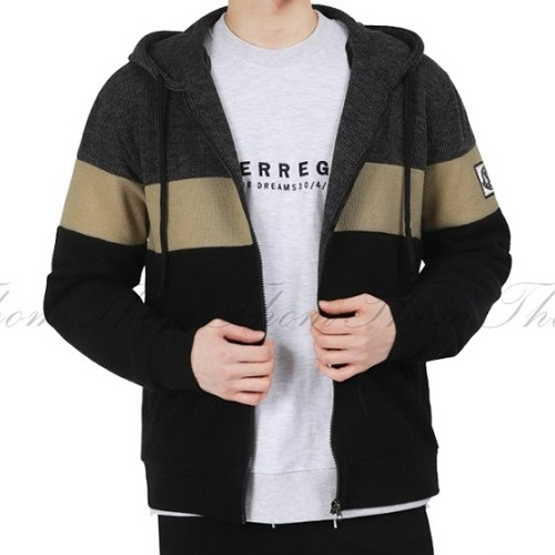 MONCL*R 감마블루 삼단배색 후드집업