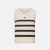 DI*R 마리니에르 민소매 스웨터 - 화이트 & 블랙 D-Stripes 모티브 울 코튼 모헤어 테크니컬 니트