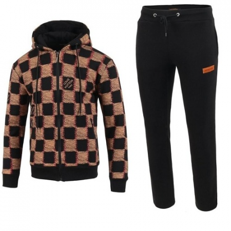 LOUIS VUITT*N 컬러 다미 로고 후드집업 트레이닝 셋트