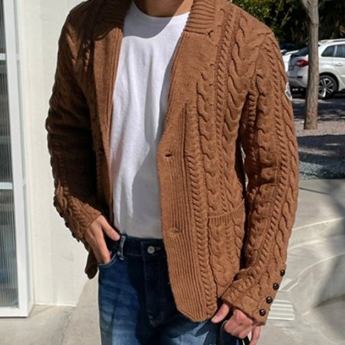 MONCL*R 울 꽈배기 가디건 자켓