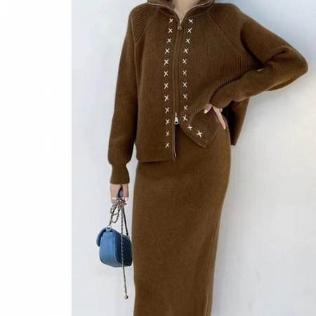 CELI*E 스티칭 집업 스커트세트