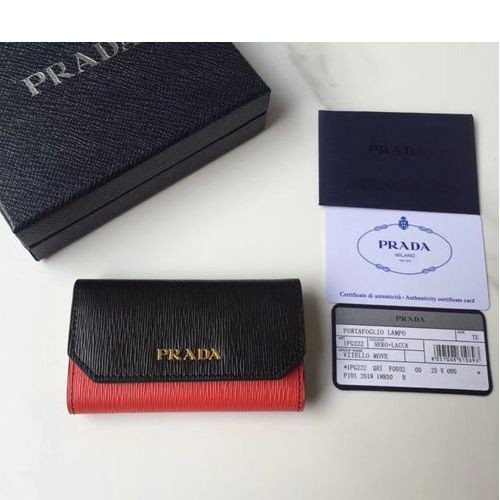 프라다 키 케이스 블랙/레드