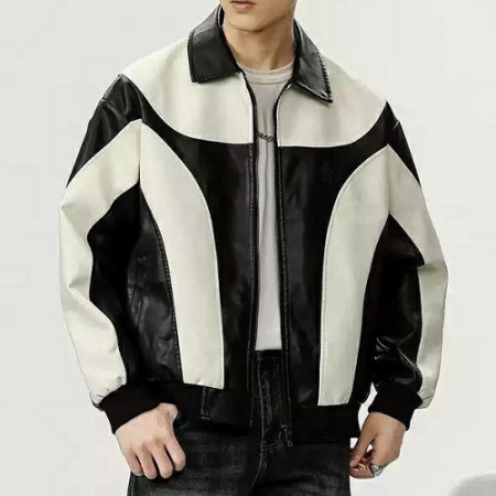 MONCL*R 그레노블 스틸 세미오버 레더 자켓 (수입)