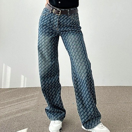 미우 MIUMIU 패턴 데님 진 벨트 SET