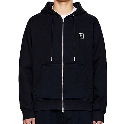 WOOYOUNGMI 솔리드 로고 패치드 후디집업