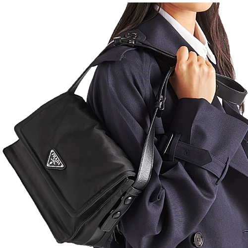 프*다 PRADA 소형 패딩 리나일론 숄더 백 - 블랙