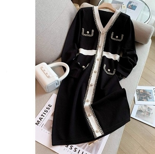 CHAN*L 트위드 라인 포인트원피스