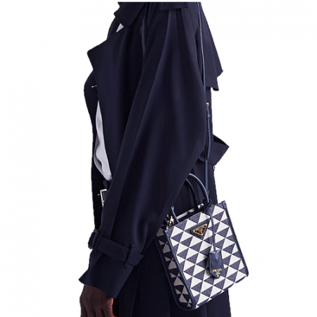 프*다 PRADA 심볼 자카드 패브릭 마이크로 백