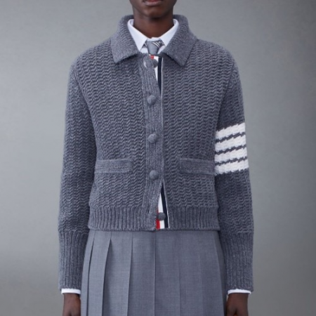 THOM BR*WNE 청키 니트 가디건 코트 - 그레이