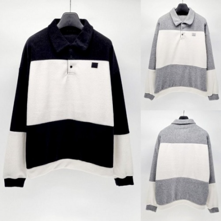 아크네스튜*오 배색 후리스 카라티 (공용오버핏)