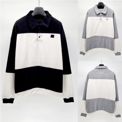 아크네스튜*오 배색 후리스 카라티 (공용오버핏)