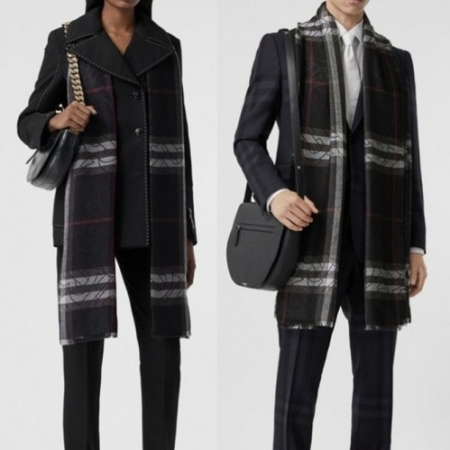 BURBER*Y 메탈릭 체크 스카프 & 머플러