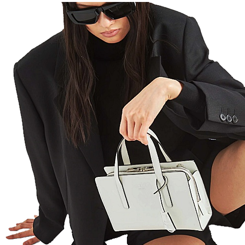 프*다 리에디션 1995 브러시드 가죽 미니 핸드백 - 화이트