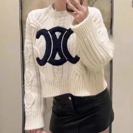 CELI*E 피아나 빅로고 꽈배기 니트