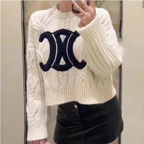 CELI*E 피아나 빅로고 꽈배기 니트