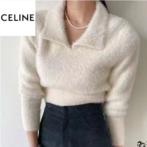CELI*E 크롭 카라 밍크 니트