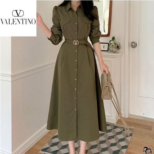 VALENTI*O V 벨트 트렌치 원피스