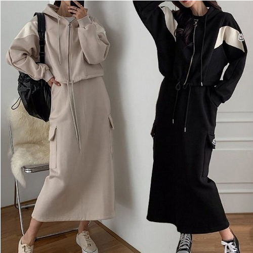 MONCL*R 후드 카고 스커트SET