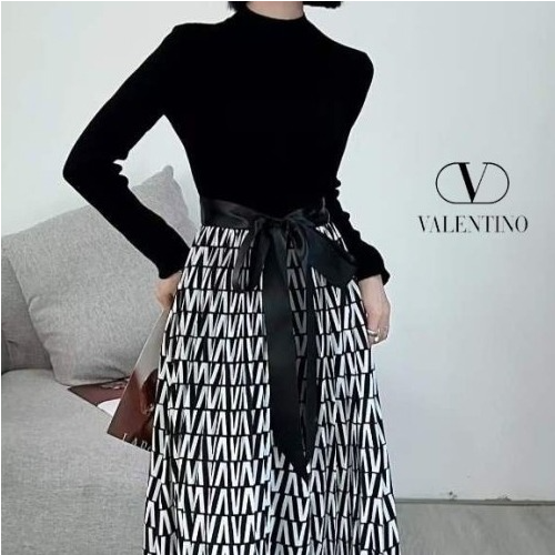 VALENTI*O 배색 V패턴 니트OPS