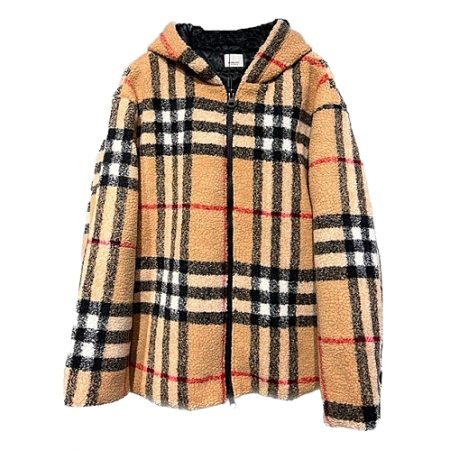 BURBERRY 체크드 플리스 후디집업
