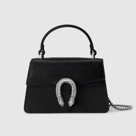 GUC*I 디오니서스 미니 탑 핸들백 - 블랙 레더