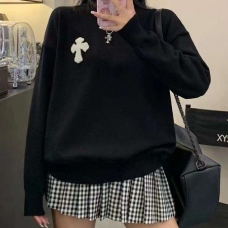 크롬*츠 오버 패치 라운드 니트 (7349)