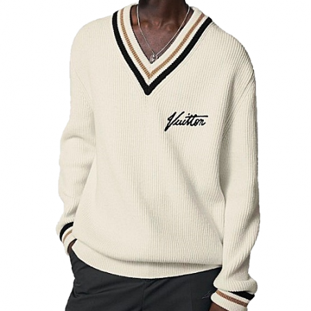 루이*통 LOUIS VUITTON 브이넥 리브드 풀오버 니트