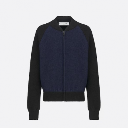 DI*R 봄버 재킷 - 네이비 블루 & 그린 드래곤 모티브