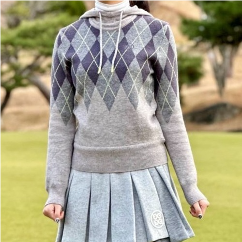 지*어 아가일 패턴 후디 방풍스웨터 (WOMEN)