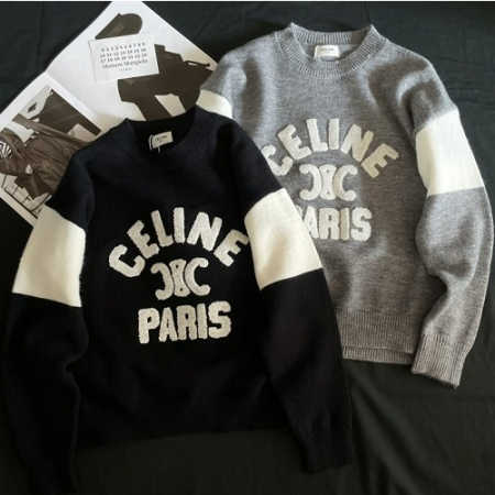 CELI*E 23FW 플리스 로고 슬리브 배색니트