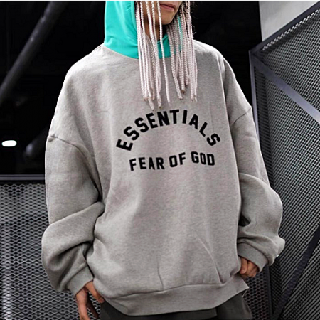 FEAR OF GOD 에센셜 본딩 로고 모크넥 후드