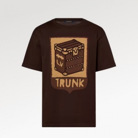 L*UIS VUITTON 쇼트 슬리브드 코튼 인따르시아 크루넥