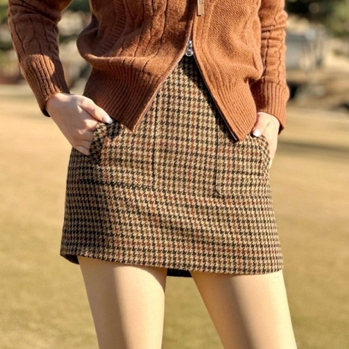 지*어  트위드 패턴 스커트 (WOMEN)