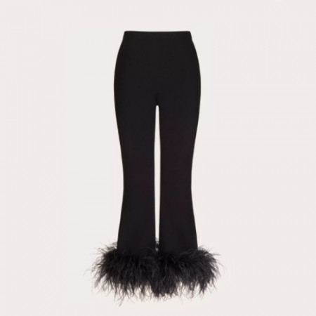 VALENTIN* 깃털 장식 스트레치 비스코스 팬츠