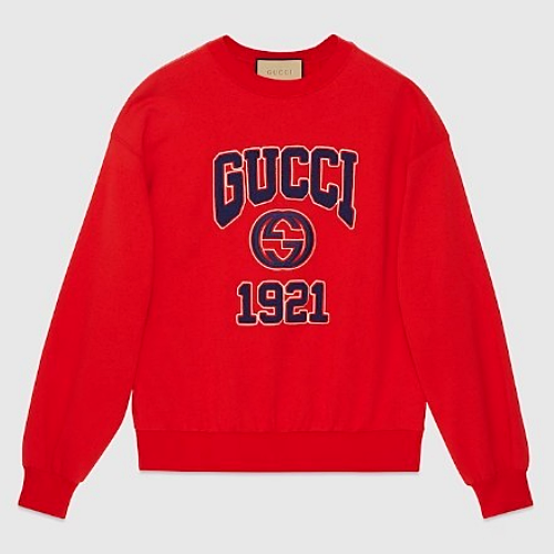 GUC*I 자수 코튼 저지 스웨트셔츠 - 레드