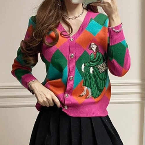 GUC*I  백 아가일  니트  가디건(7098)