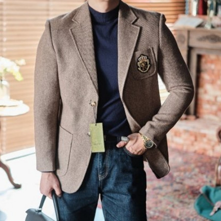 GUC*I  헤링본 울100% 싱글자켓