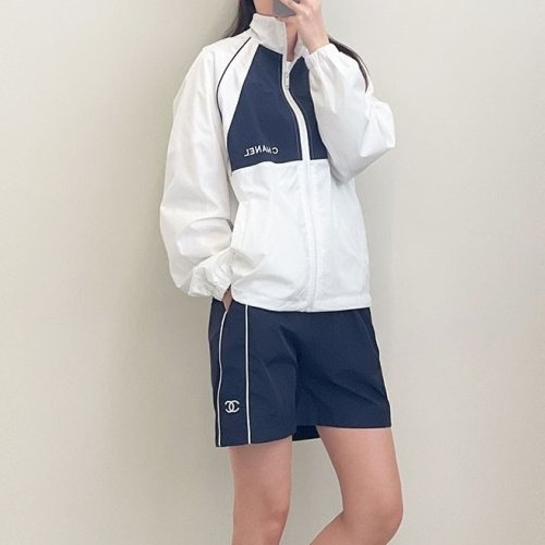 CHAN*L  여성 썸머 바람막이 & 배색 반바지 셋업