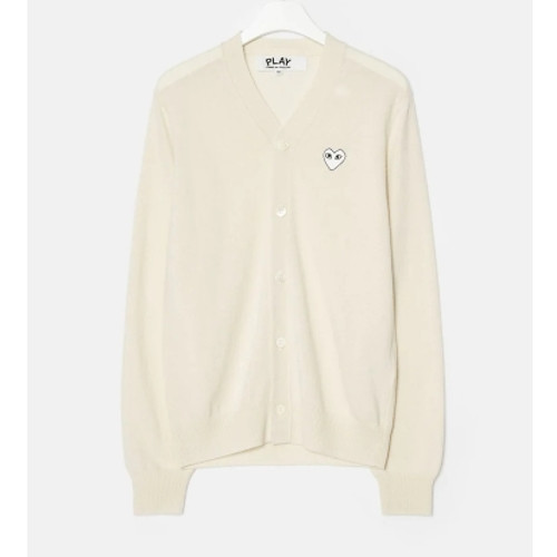 꼼데 가*송  화이트 와펜 V넥 가디건