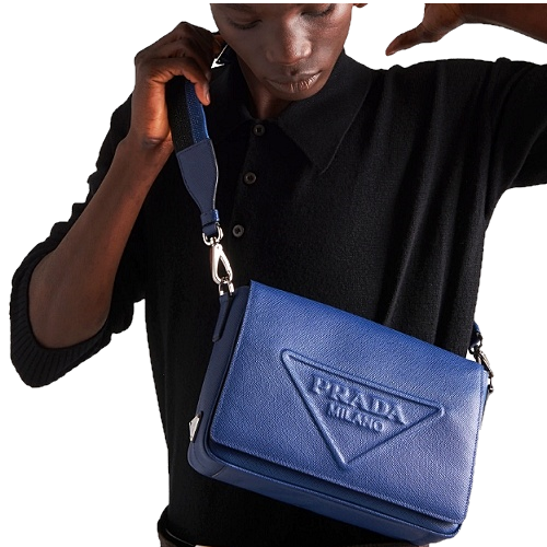 프라다 PRADA 사피아노 가죽 숄더백 - 블루엣