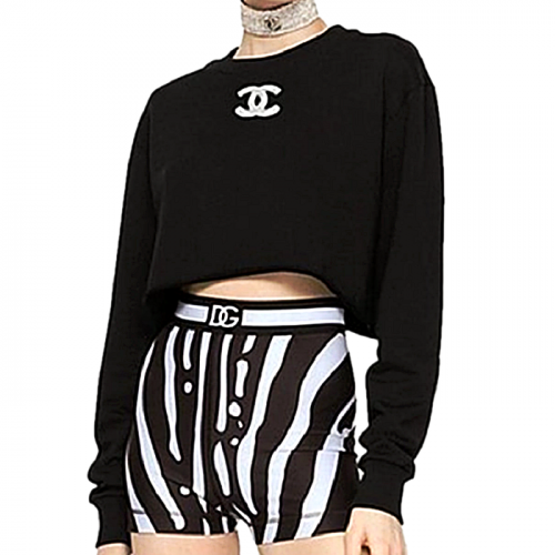 CHAN*L  컷팅 크롭 맨투맨