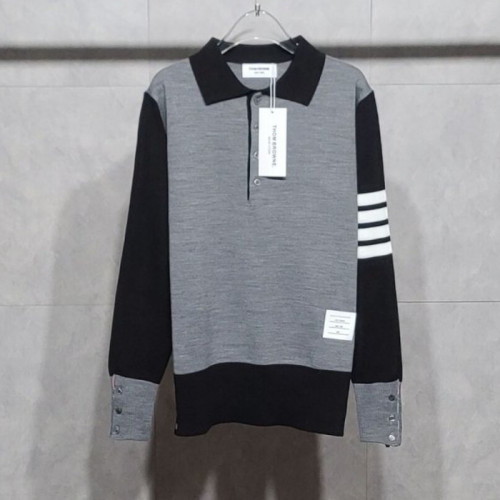 톰브*운   사선완장 배색 긴팔 카라 니트