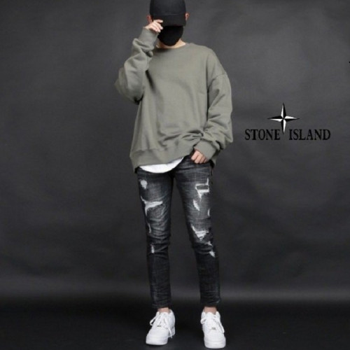 스톤 아일*드   로고 와펜 데님 팬츠