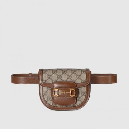 [구찌 홀스빗 1955] 라운드 벨트백 - 베이지/에보니