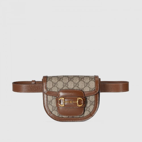 [구찌 홀스빗 1955] 라운드 벨트백 - 베이지/에보니