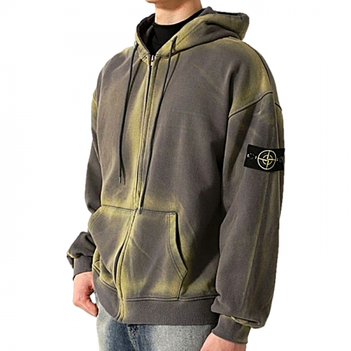 STONE ISLAND 페인트볼 카모 크링클 후드 집업