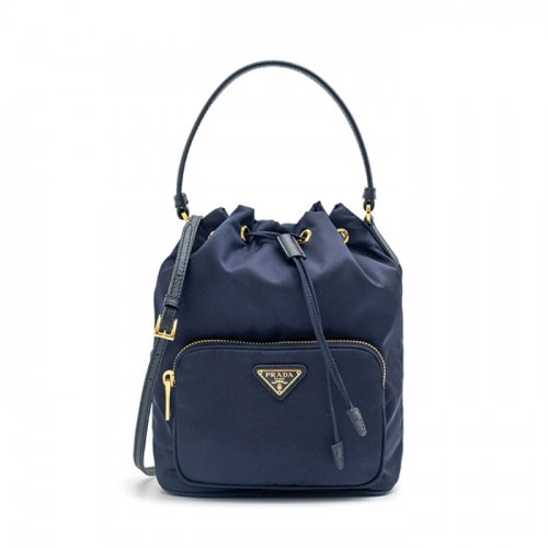 PRA*A 나일론 뉴 버킷백 - 네이비