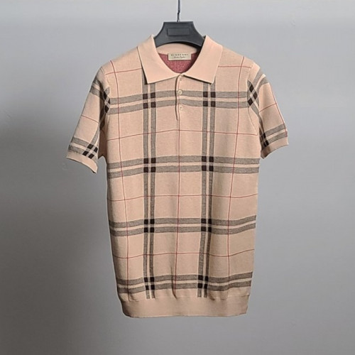 BURBER*Y   타탄체크 반팔 카라 니트